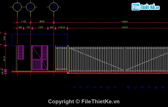 bản vẽ cad cổng,cổng tường rào,cổng tường,mẫu tường rào
